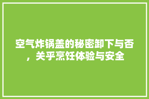 空气炸锅盖的秘密卸下与否，关乎烹饪体验与安全