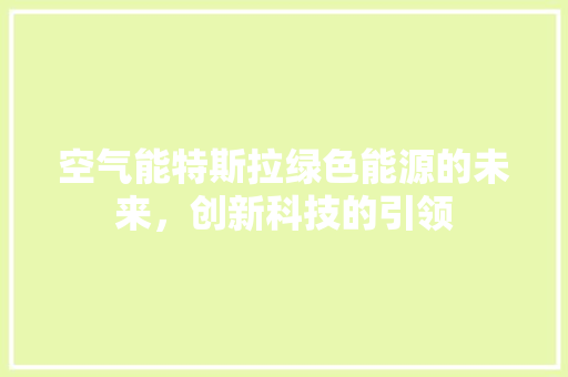 空气能特斯拉绿色能源的未来，创新科技的引领