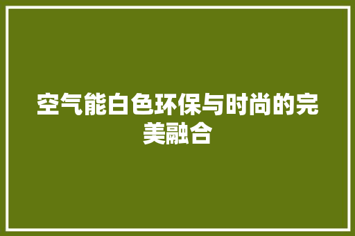 空气能白色环保与时尚的完美融合
