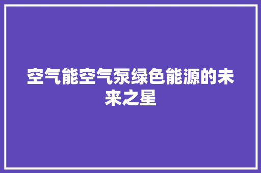 空气能空气泵绿色能源的未来之星
