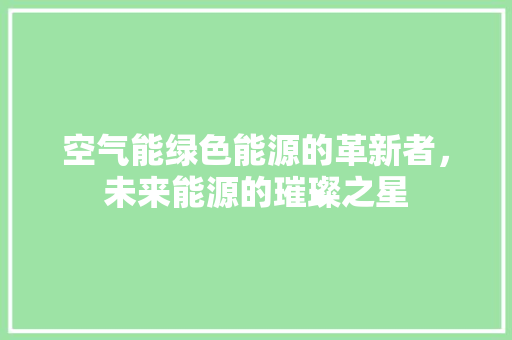 空气能绿色能源的革新者，未来能源的璀璨之星