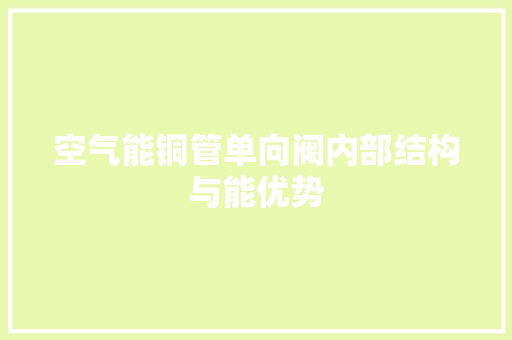 空气能铜管单向阀内部结构与能优势