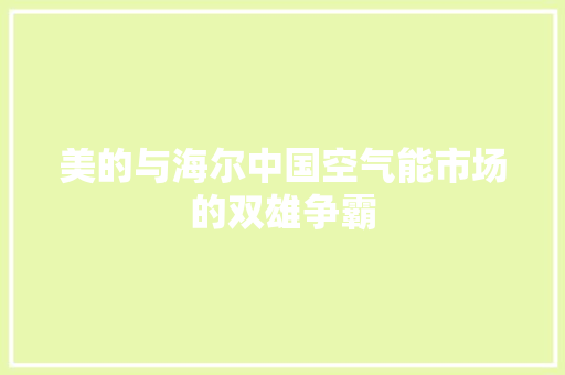 美的与海尔中国空气能市场的双雄争霸