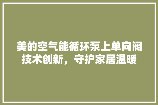 美的空气能循环泵上单向阀技术创新，守护家居温暖