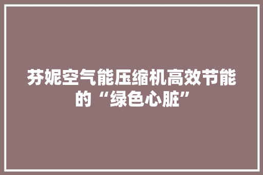 芬妮空气能压缩机高效节能的“绿色心脏”