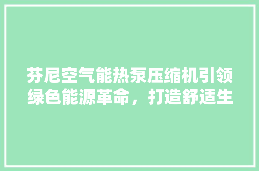 芬尼空气能热泵压缩机引领绿色能源革命，打造舒适生活新体验