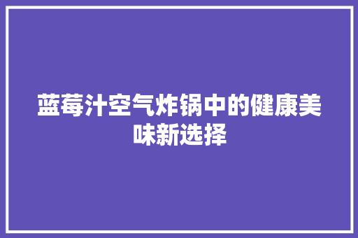 蓝莓汁空气炸锅中的健康美味新选择
