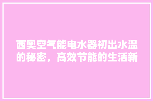 西奥空气能电水器初出水温的秘密，高效节能的生活新选择