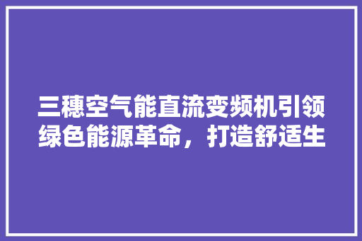 三穗空气能直流变频机引领绿色能源革命，打造舒适生活新标杆 综合便民