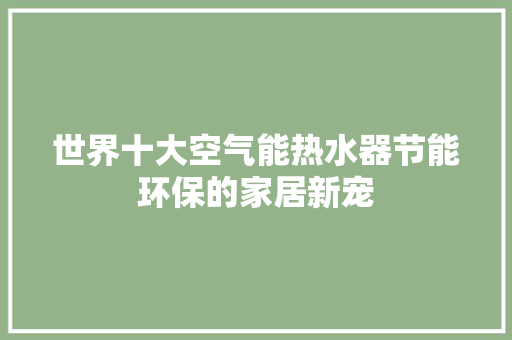 世界十大空气能热水器节能环保的家居新宠