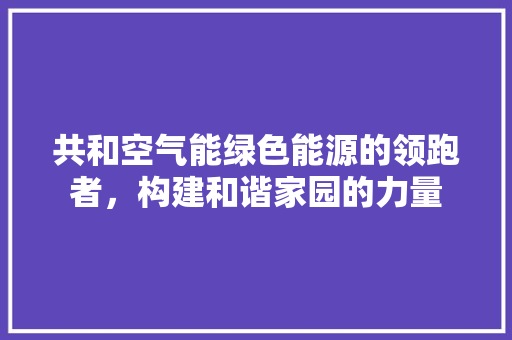 共和空气能绿色能源的领跑者，构建和谐家园的力量