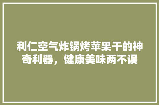 利仁空气炸锅烤苹果干的神奇利器，健康美味两不误 厨房维修
