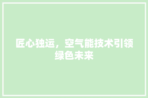 匠心独运，空气能技术引领绿色未来 汽车维修