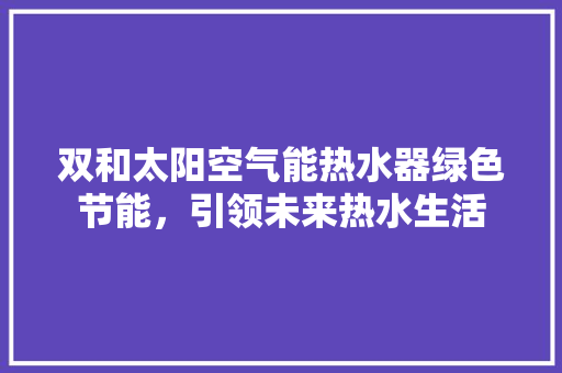 双和太阳空气能热水器绿色节能，引领未来热水生活
