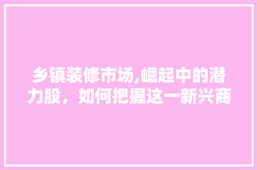 乡镇装修市场,崛起中的潜力股，如何把握这一新兴商机 乡镇装修市场,崛起中的潜力股，如何把握这一新兴商机 厨房维修