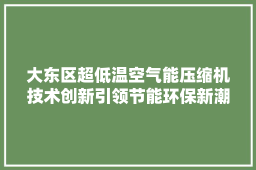 大东区超低温空气能压缩机技术创新引领节能环保新潮流