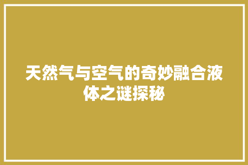 天然气与空气的奇妙融合液体之谜探秘