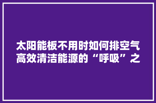 太阳能板不用时如何排空气高效清洁能源的“呼吸”之路