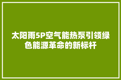 太阳雨5P空气能热泵引领绿色能源革命的新标杆