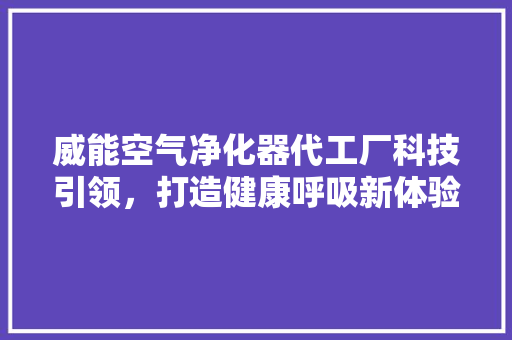 威能空气净化器代工厂科技引领，打造健康呼吸新体验 墙体维修