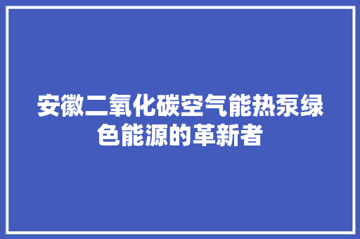 安徽二氧化碳空气能热泵绿色能源的革新者 墙体维修