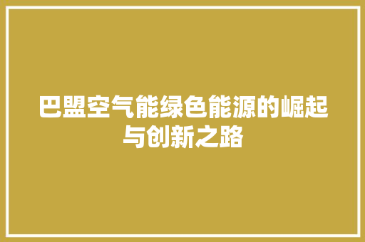 巴盟空气能绿色能源的崛起与创新之路