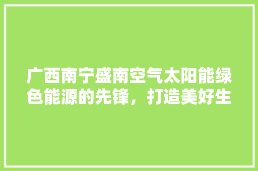 广西南宁盛南空气太阳能绿色能源的先锋，打造美好生活新篇章