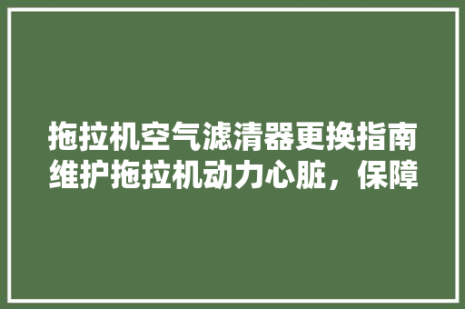 拖拉机空气滤清器更换指南维护拖拉机动力心脏，保障作业效率