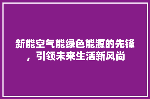 新能空气能绿色能源的先锋，引领未来生活新风尚