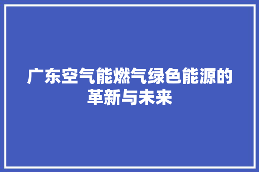 广东空气能燃气绿色能源的革新与未来