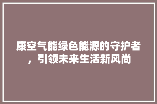 康空气能绿色能源的守护者，引领未来生活新风尚