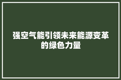 强空气能引领未来能源变革的绿色力量