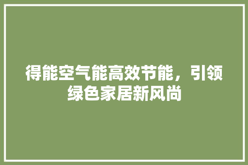 得能空气能高效节能，引领绿色家居新风尚