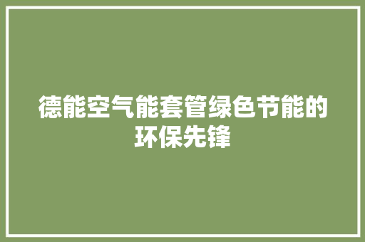 德能空气能套管绿色节能的环保先锋