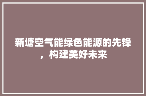 新塘空气能绿色能源的先锋，构建美好未来 厨房维修