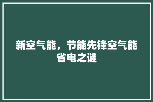 新空气能，节能先锋空气能省电之谜