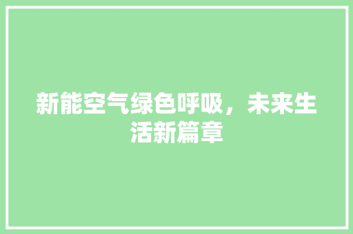 新能空气绿色呼吸，未来生活新篇章
