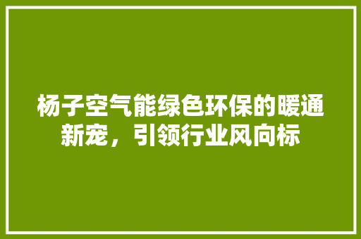 杨子空气能绿色环保的暖通新宠，引领行业风向标