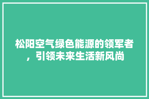松阳空气绿色能源的领军者，引领未来生活新风尚