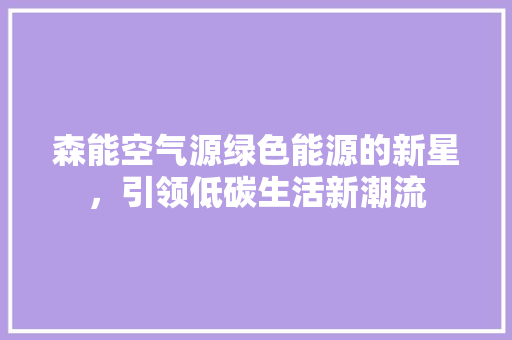 森能空气源绿色能源的新星，引领低碳生活新潮流