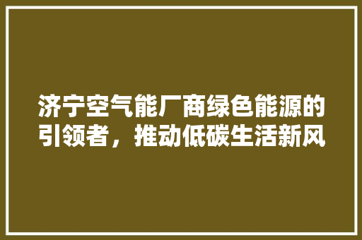 济宁空气能厂商绿色能源的引领者，推动低碳生活新风尚