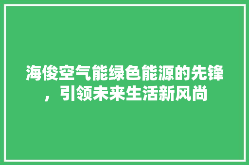 海俊空气能绿色能源的先锋，引领未来生活新风尚