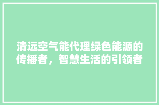 清远空气能代理绿色能源的传播者，智慧生活的引领者 家电维修