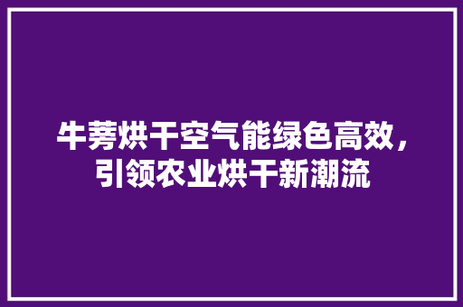 牛蒡烘干空气能绿色高效，引领农业烘干新潮流