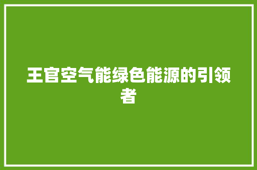 王官空气能绿色能源的引领者