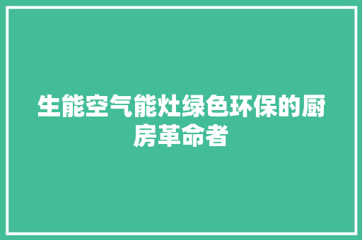 生能空气能灶绿色环保的厨房革命者 家电维修