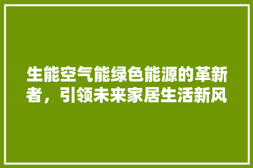 生能空气能绿色能源的革新者，引领未来家居生活新风尚 墙体维修