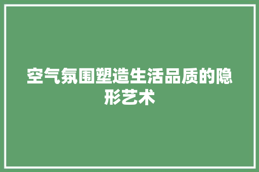空气氛围塑造生活品质的隐形艺术