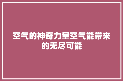 空气的神奇力量空气能带来的无尽可能
