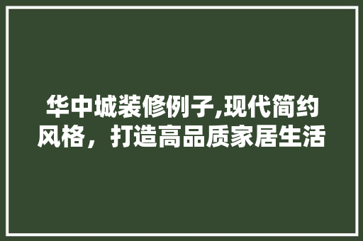 华中城装修例子,现代简约风格，打造高品质家居生活 华中城装修例子,现代简约风格，打造高品质家居生活 家电维修